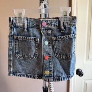 Old Navy Kids Denim Skirt Rainbow Button Girls Size 2T Adjustable Waist